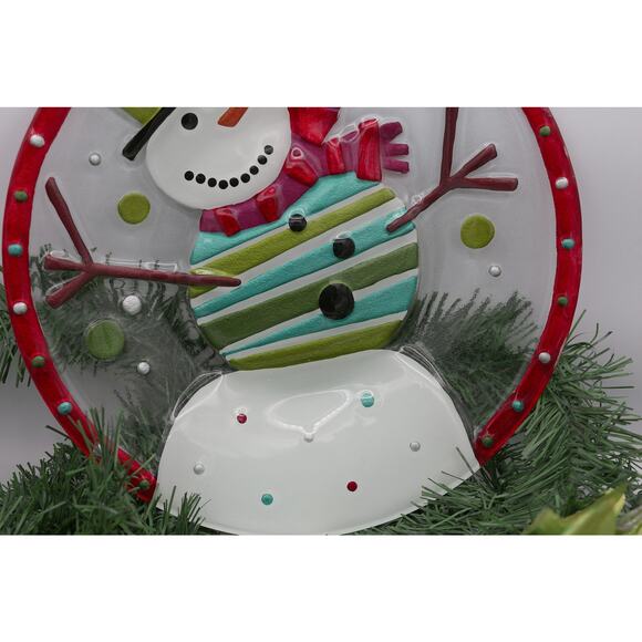 Lori Siebert SILVESTRI Art Glass Fusion 12" Snowman Plate - Picture 4 of 13